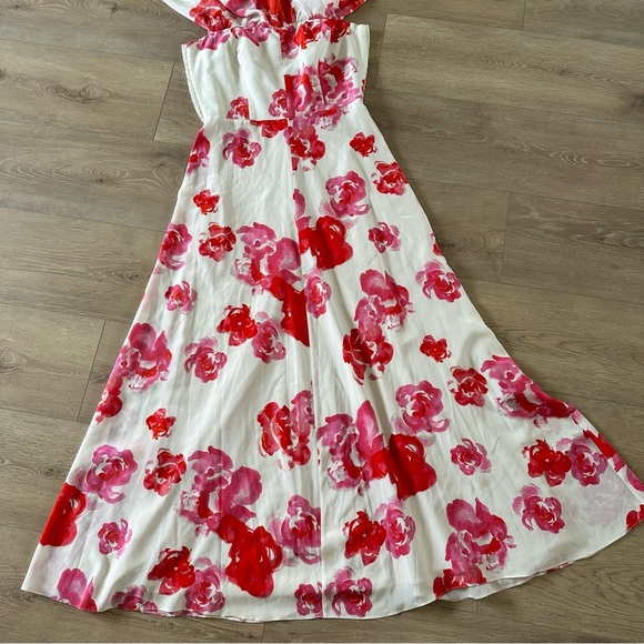 Amanda Uprichard Off The Shoulder 100% Silk Maxi Floral Dress Sz M - Picture 6 of 12